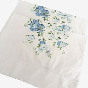 Vtg Fieldcrest Blue Floral King Pillowcases Cottagecore 100% Cotton USA READ